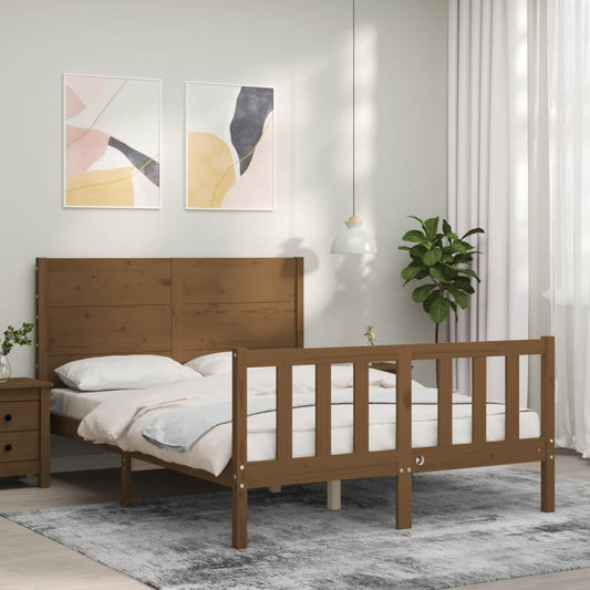 Berkfield Bed Frame with Headboard Honey Brown 120x200 cm Solid Wood