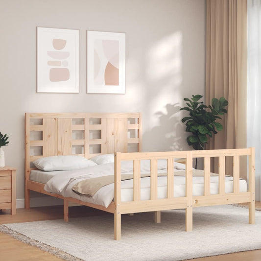 Berkfield Bed Frame with Headboard 140x190 cm Solid Wood