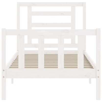 Berkfield Bed Frame with Headboard White 100x200 cm Solid Wood