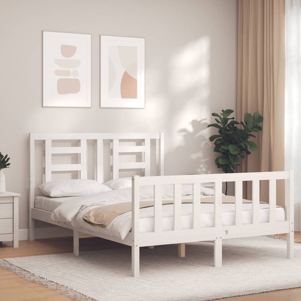 Berkfield Bed Frame with Headboard White 120x200 cm Solid Wood