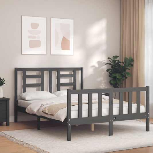 Berkfield Bed Frame with Headboard Grey 120x200 cm Solid Wood
