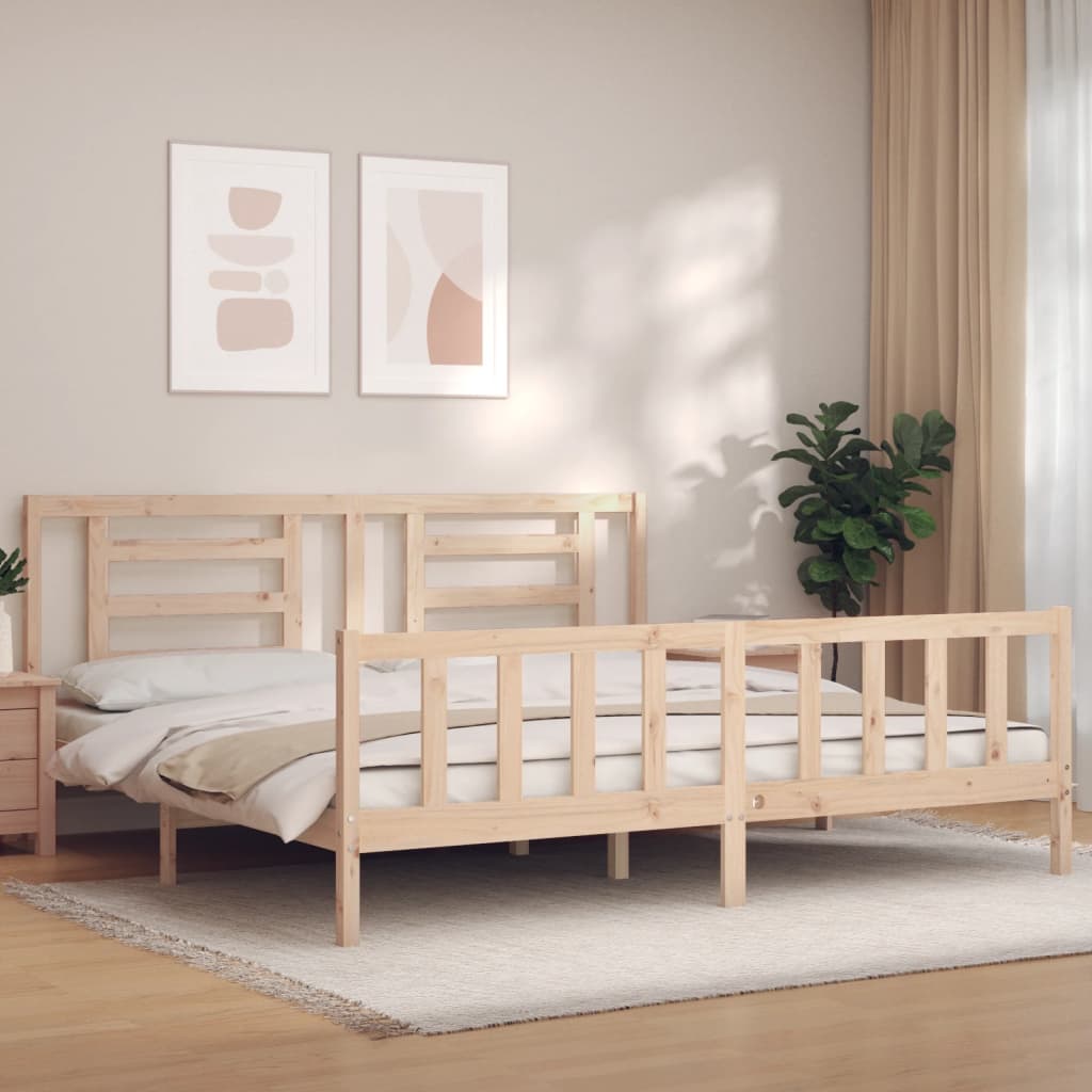 Berkfield Bed Frame with Headboard Super King Size Solid Wood