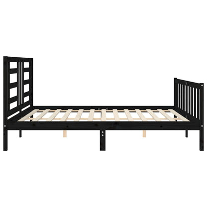 Berkfield Bed Frame with Headboard Black Super King Size Solid Wood