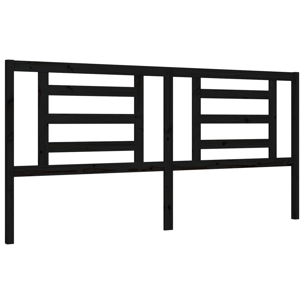 Berkfield Bed Frame with Headboard Black Super King Size Solid Wood