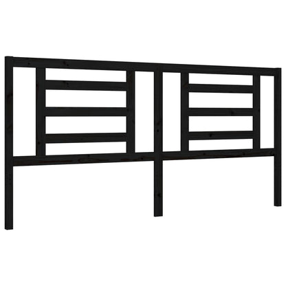 Berkfield Bed Frame with Headboard Black Super King Size Solid Wood