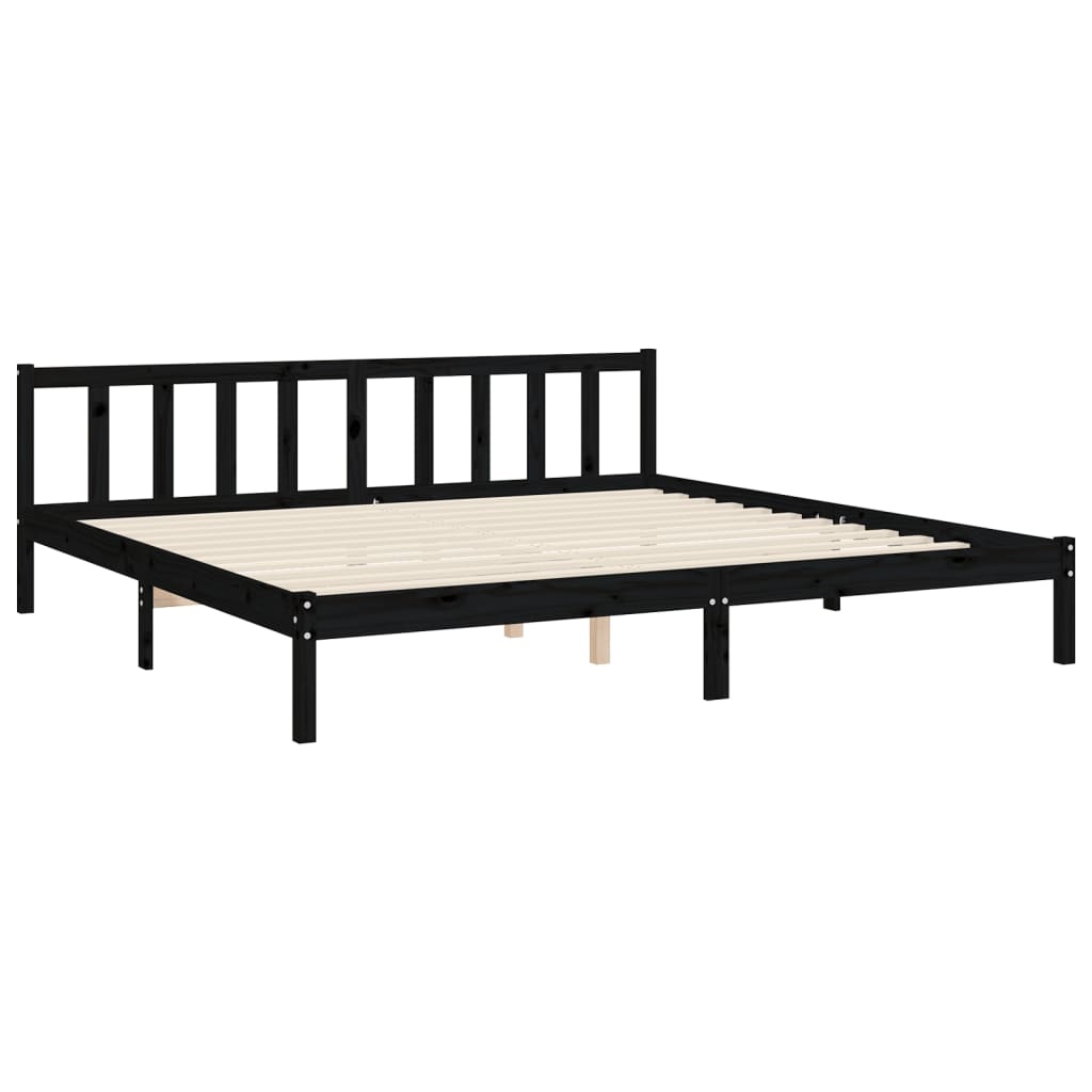 Berkfield Bed Frame with Headboard Black Super King Size Solid Wood