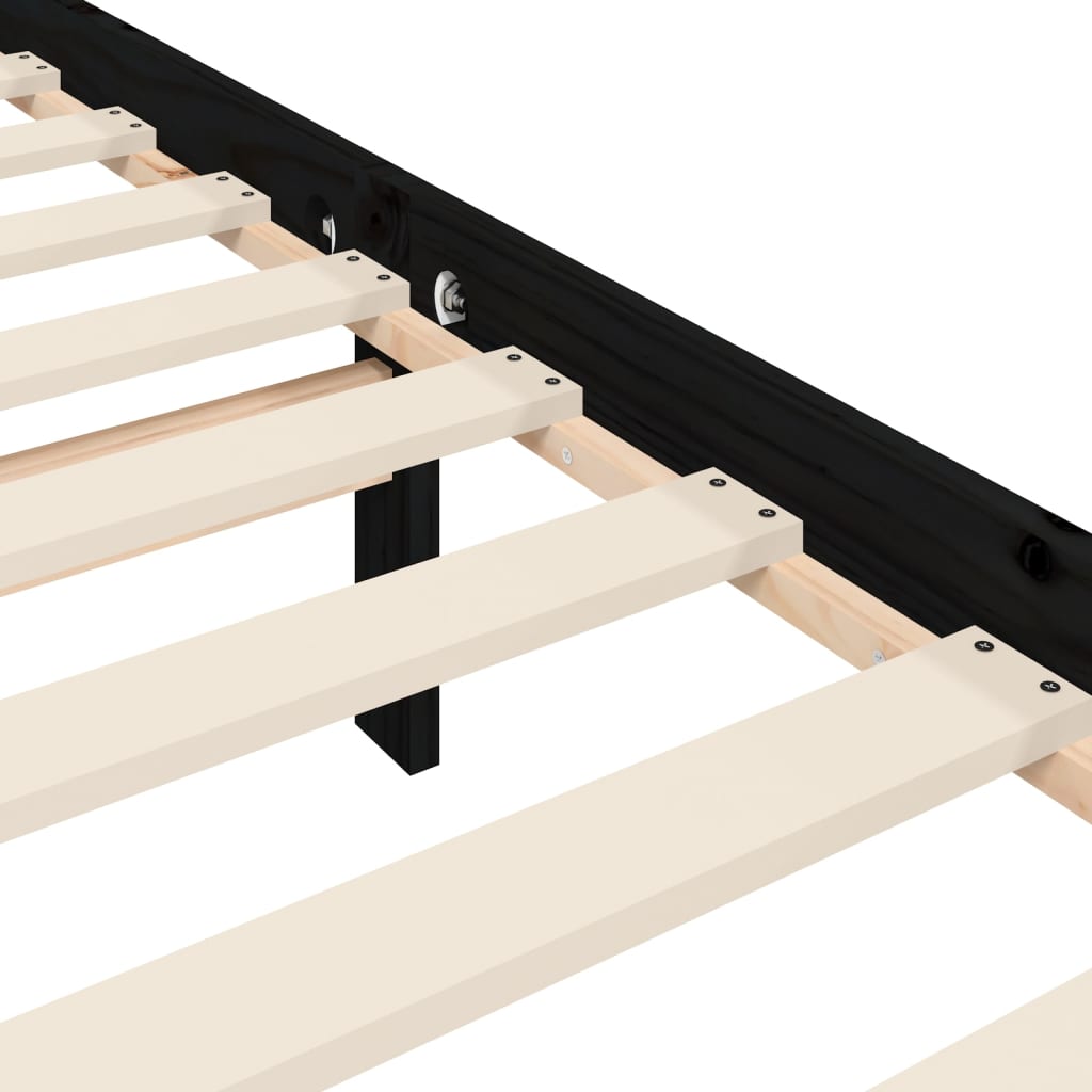 Berkfield Bed Frame with Headboard Black Super King Size Solid Wood