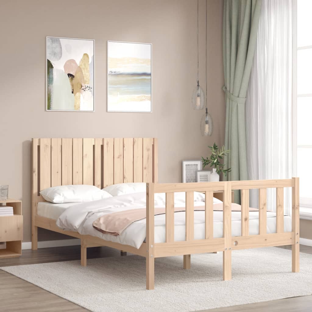Berkfield Bed Frame with Headboard Small Double Solid Wood