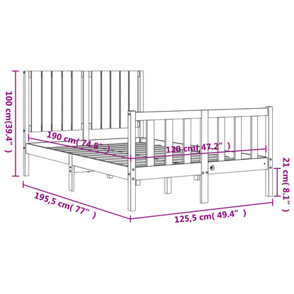 Berkfield Bed Frame with Headboard Small Double Solid Wood