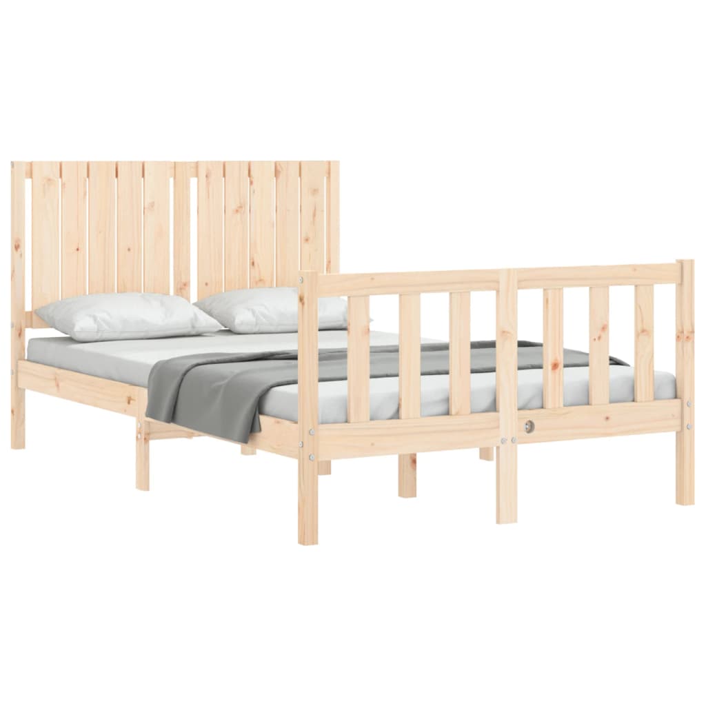 Berkfield Bed Frame with Headboard Small Double Solid Wood