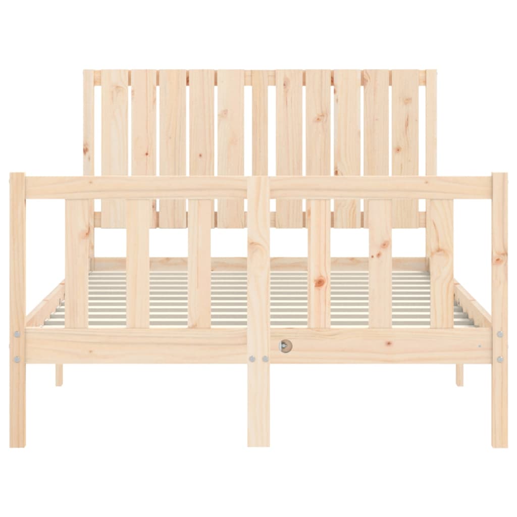 Berkfield Bed Frame with Headboard Small Double Solid Wood