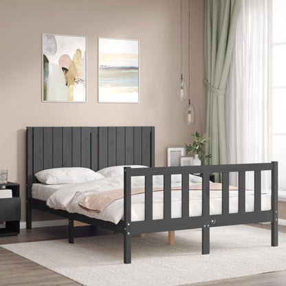 Berkfield Bed Frame with Headboard Grey 140x190 cm Solid Wood