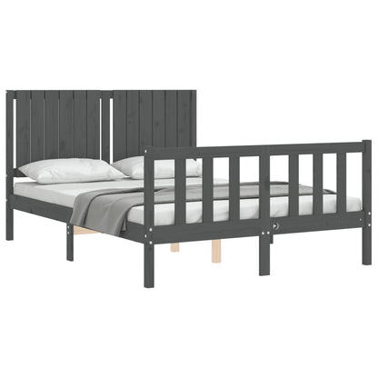 Berkfield Bed Frame with Headboard Grey 140x190 cm Solid Wood