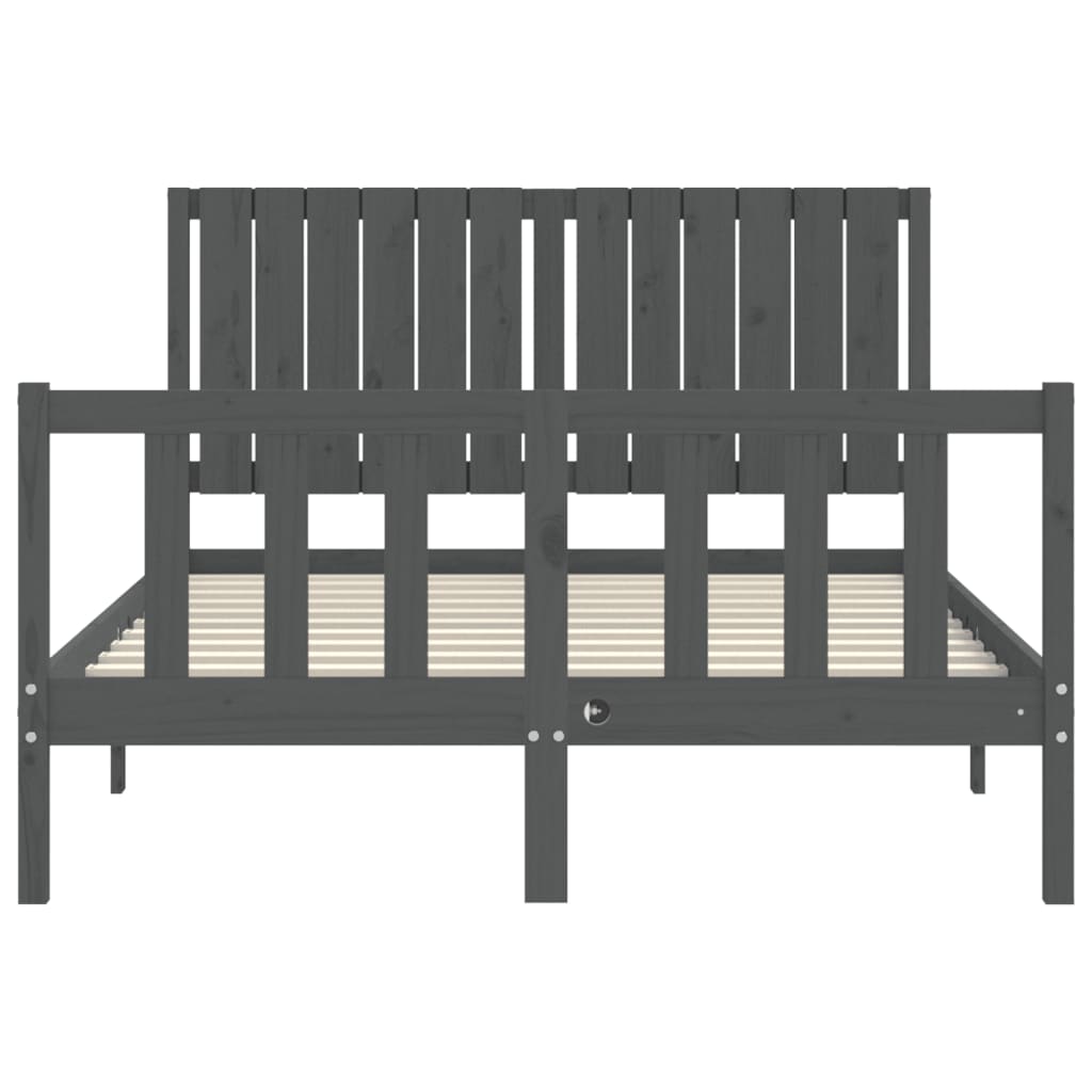Berkfield Bed Frame with Headboard Grey 140x190 cm Solid Wood