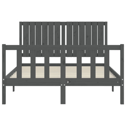 Berkfield Bed Frame with Headboard Grey 140x190 cm Solid Wood
