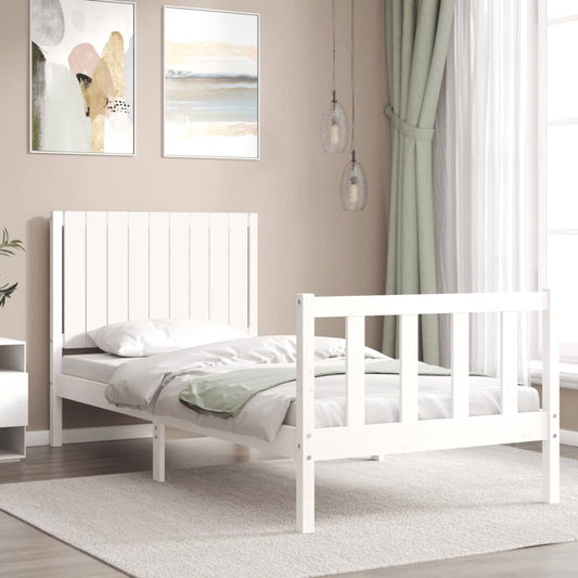 Berkfield Bed Frame with Headboard White 90x200 cm Solid Wood
