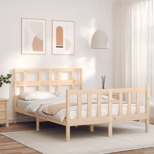 Berkfield Bed Frame with Headboard 140x190 cm Solid Wood