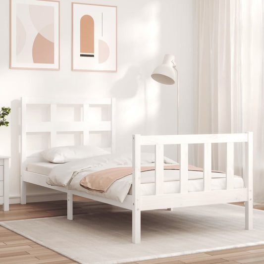 Berkfield Bed Frame with Headboard White 90x200 cm Solid Wood
