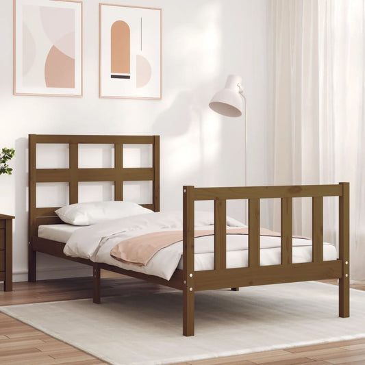 Berkfield Bed Frame with Headboard Honey Brown 100x200 cm Solid Wood