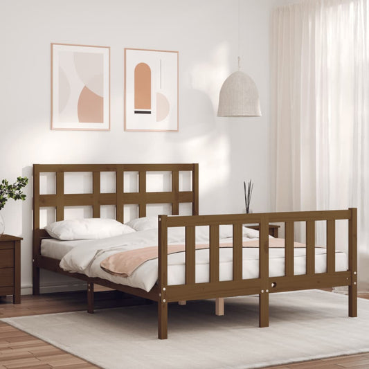 Berkfield Bed Frame with Headboard Honey Brown 120x200 cm Solid Wood