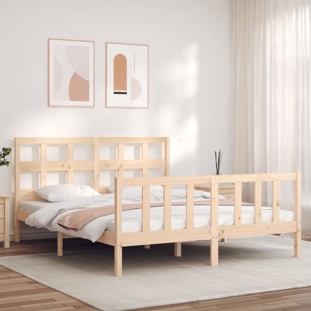 Berkfield Bed Frame with Headboard 160x200 cm Solid Wood
