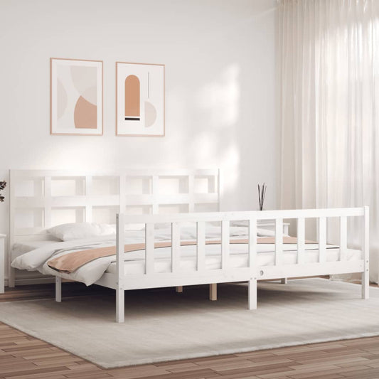 Berkfield Bed Frame with Headboard White 200x200 cm Solid Wood