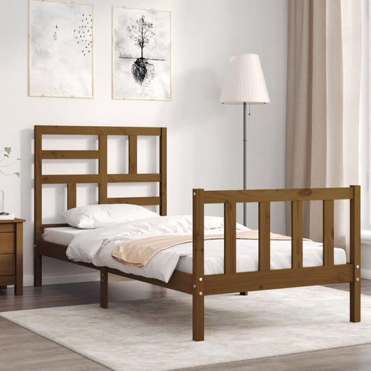 Berkfield Bed Frame with Headboard Honey Brown 90x200 cm Solid Wood