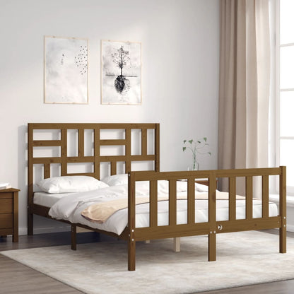Berkfield Bed Frame with Headboard Honey Brown 120x200 cm Solid Wood