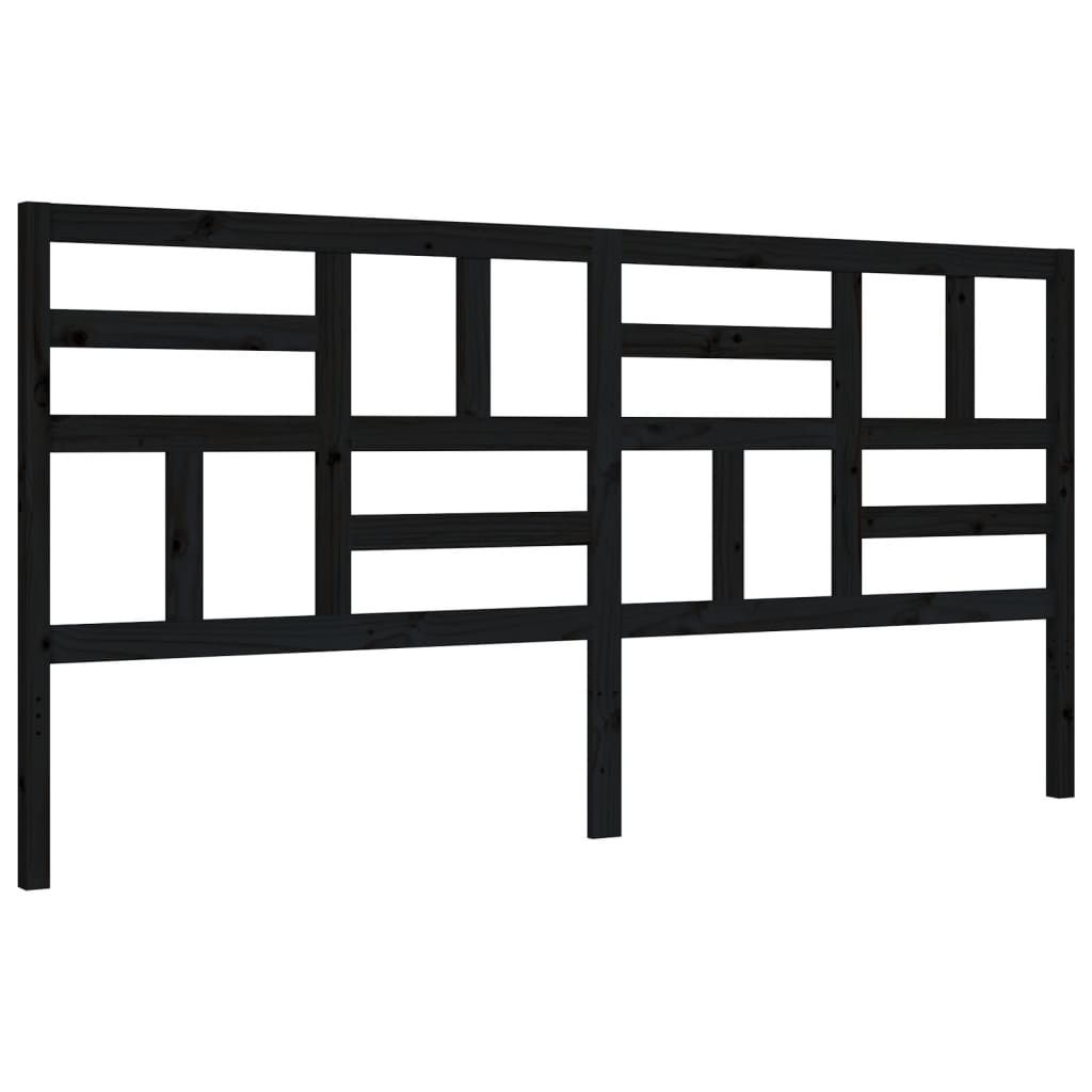 Berkfield Bed Frame with Headboard Black Super King Size Solid Wood