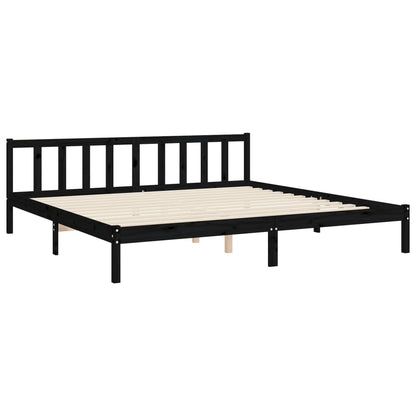 Berkfield Bed Frame with Headboard Black Super King Size Solid Wood