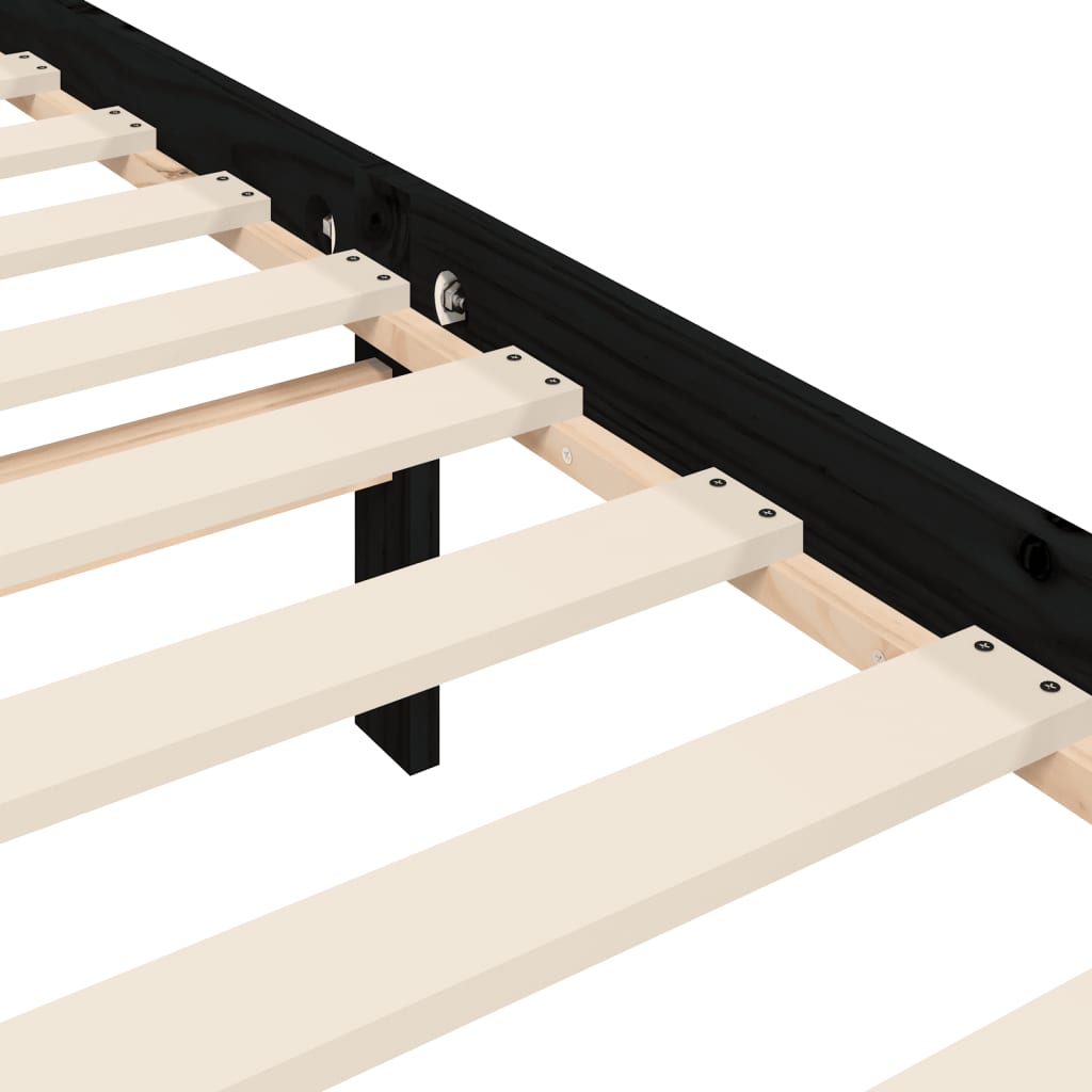 Berkfield Bed Frame with Headboard Black Super King Size Solid Wood