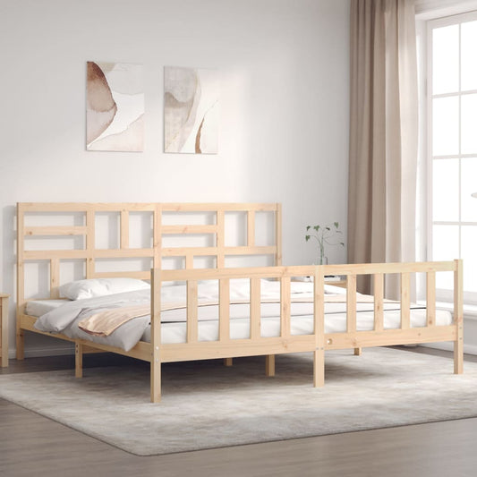 Berkfield Bed Frame with Headboard 200x200 cm Solid Wood