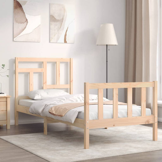 Berkfield Bed Frame with Headboard Small Single Solid Wood