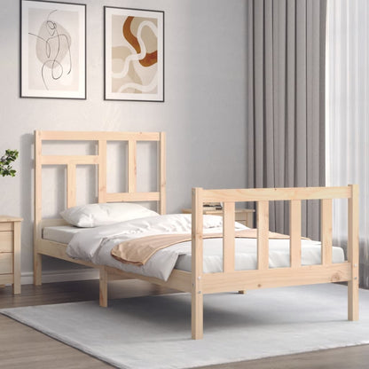 Berkfield Bed Frame with Headboard Single Solid Wood
