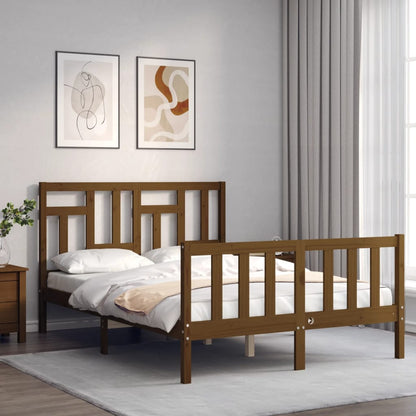 Berkfield Bed Frame with Headboard Honey Brown 140x200 cm Solid Wood