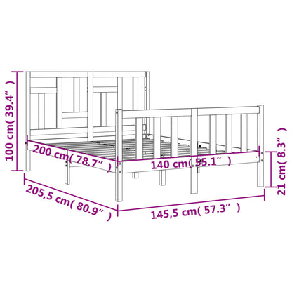 Berkfield Bed Frame with Headboard Honey Brown 140x200 cm Solid Wood