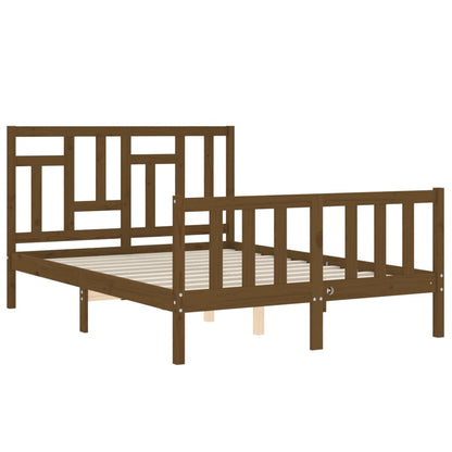 Berkfield Bed Frame with Headboard Honey Brown 140x200 cm Solid Wood
