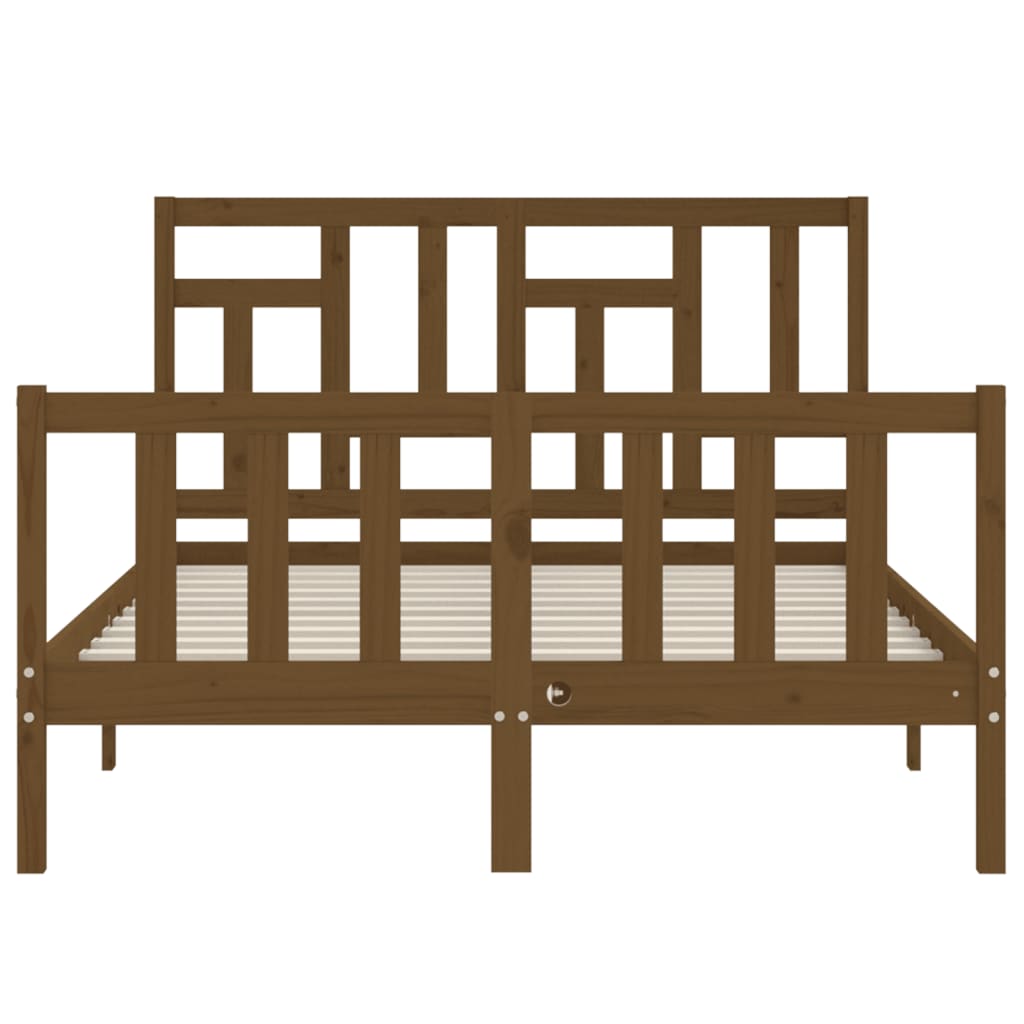 Berkfield Bed Frame with Headboard Honey Brown 140x200 cm Solid Wood