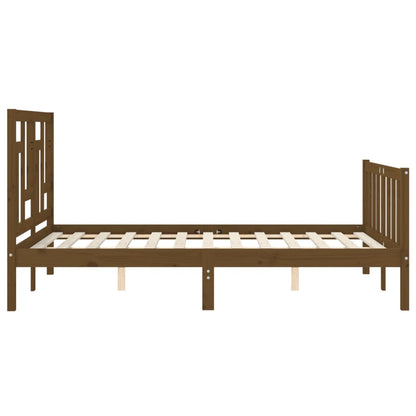 Berkfield Bed Frame with Headboard Honey Brown 140x200 cm Solid Wood