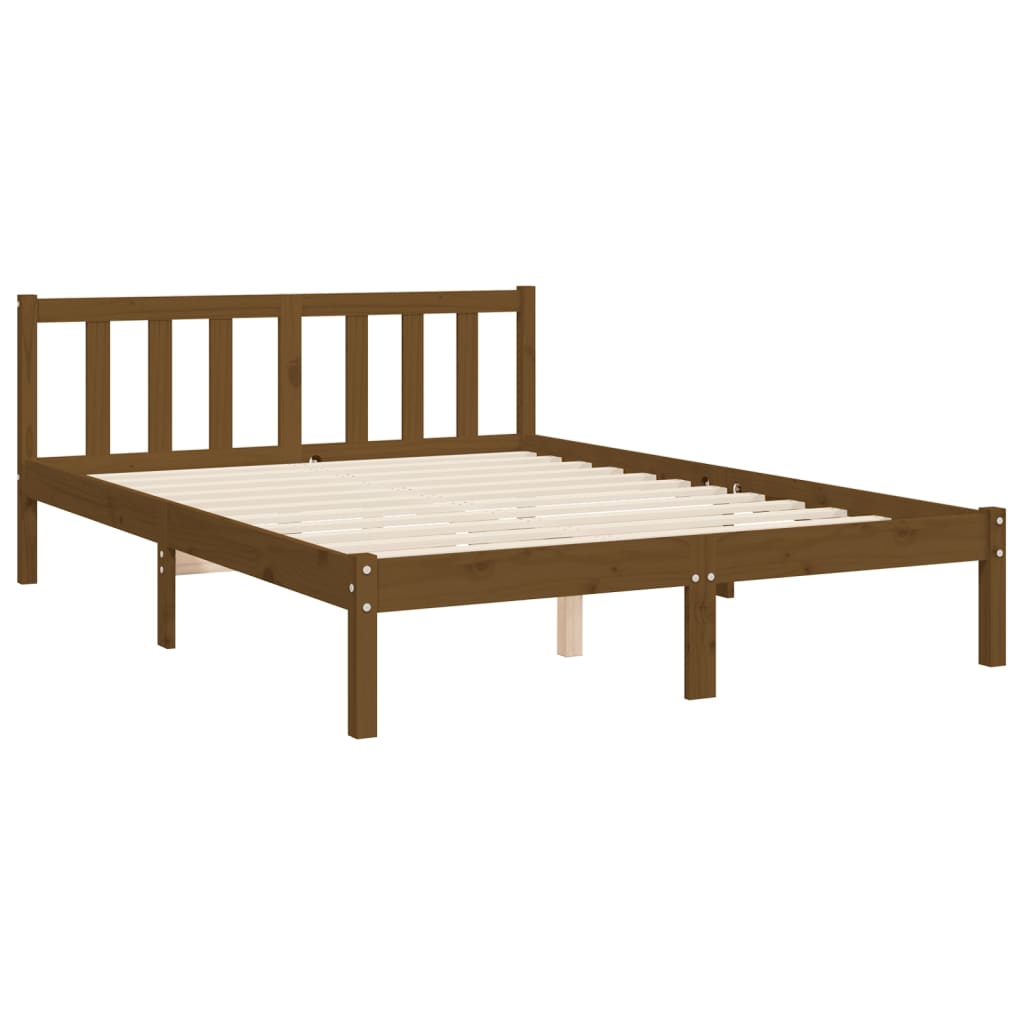 Berkfield Bed Frame with Headboard Honey Brown 140x200 cm Solid Wood