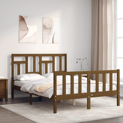 Berkfield Bed Frame with Headboard Honey Brown 140x200 cm Solid Wood