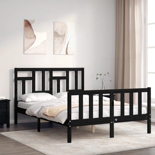 Berkfield Bed Frame with Headboard Black 140x200 cm Solid Wood