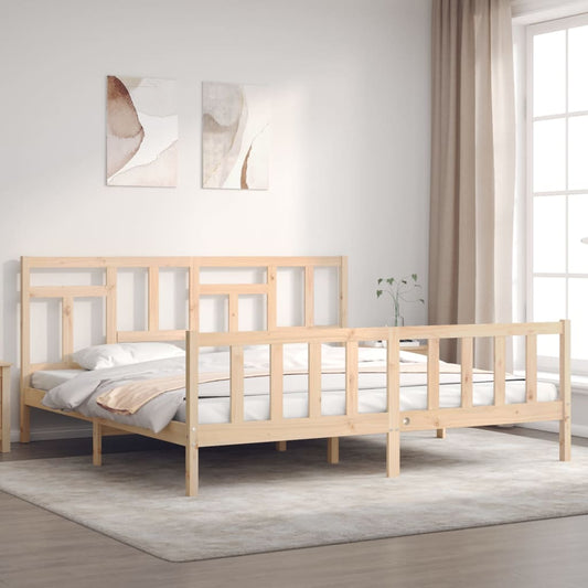 Berkfield Bed Frame with Headboard Super King Size Solid Wood