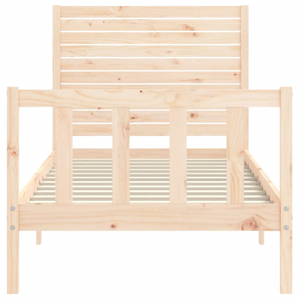 Berkfield Bed Frame with Headboard Single Solid Wood