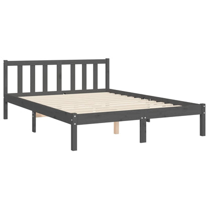 Berkfield Bed Frame with Headboard Grey Small Double Solid Wood