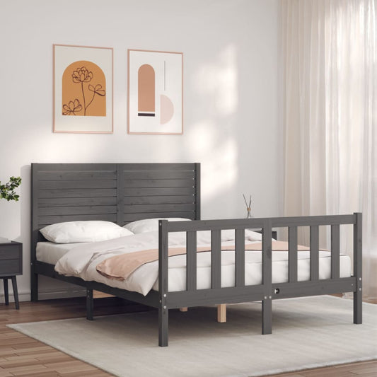 Berkfield Bed Frame with Headboard Grey 120x200 cm Solid Wood
