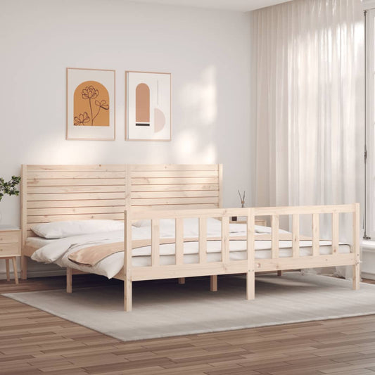 Berkfield Bed Frame with Headboard 200x200 cm Solid Wood
