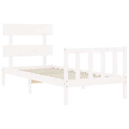Berkfield Bed Frame with Headboard White Single Solid Wood