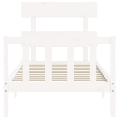 Berkfield Bed Frame with Headboard White Single Solid Wood