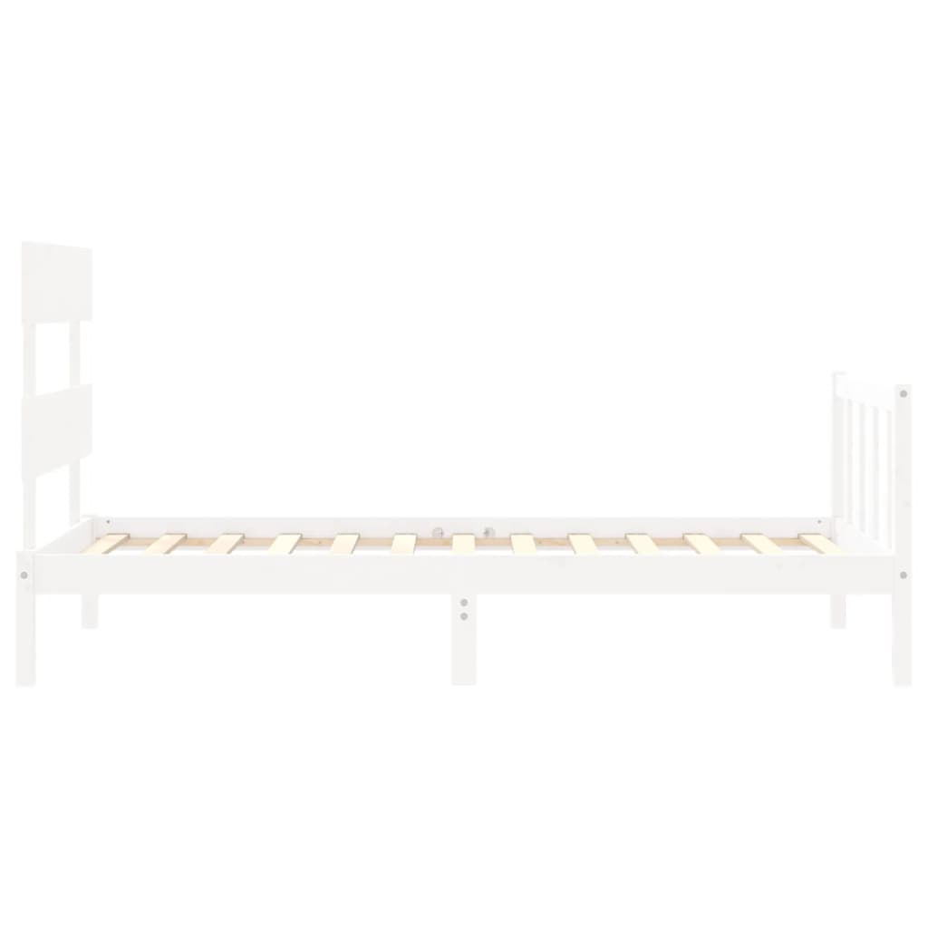 Berkfield Bed Frame with Headboard White Single Solid Wood